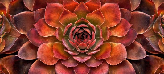 Majestic Sempervivum: A Symphony of Red and Orange Hues