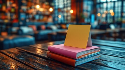 Stack of books placed on a wooden table, perfect for literary or educational scenes