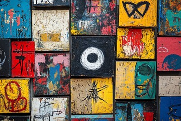 A Collection of Colorful Stickers on a Wall