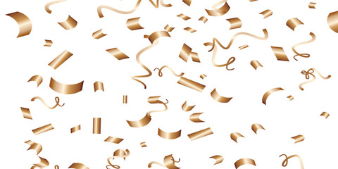 Luxury vector Golden confetti isolated on white background. Scatter gradient with gold confetti on dark backdrop. Glamour falling glitter. New year wallpaper .brochure template. Cover texture design.	