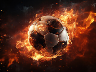 Naklejka premium Unbelievable Soccer ball surrounded by a fierce firestorm