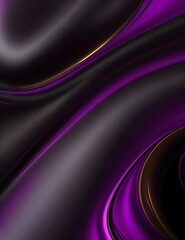Abstract close-up of flowing black fabric with glowing purple and golden highlights, creating a luxurious and dynamic texture.