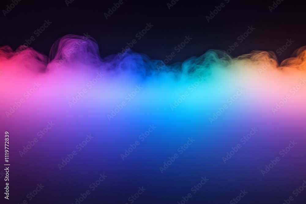 Poster ethereal smoke background design with vibrant colors blending from purple to cyan in a soft gradient