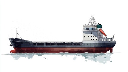 freight carrier flat design side view maritime logistics theme water color Split-complementary color scheme