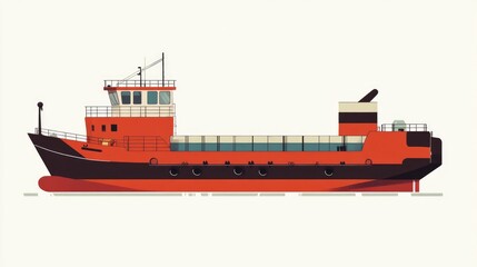 Obraz premium freight carrier flat design side view maritime logistics theme water color Split-complementary color scheme