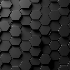 An organic pattern of dark gray lines creates the illusion of a wavy hexagon on a black background. A complex and textured design adds depth to the black canvas.