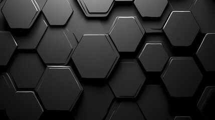 Fototapeta premium An organic pattern of dark gray lines creates the illusion of a wavy hexagon on a black background. A complex and textured design adds depth to the black canvas.