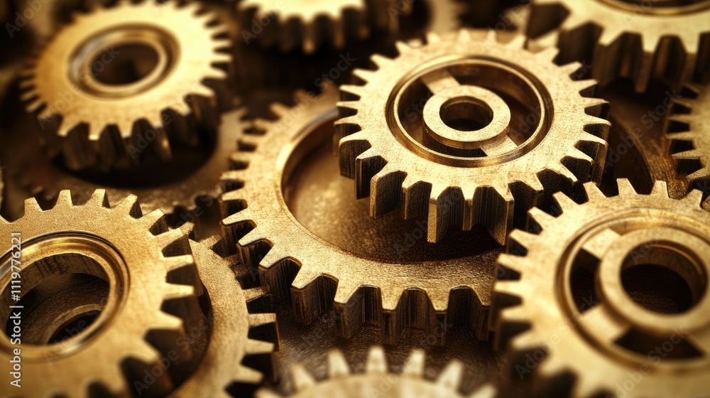 Poster golden gears symbolizing innovation and enhanced quality in services for improved user experience an