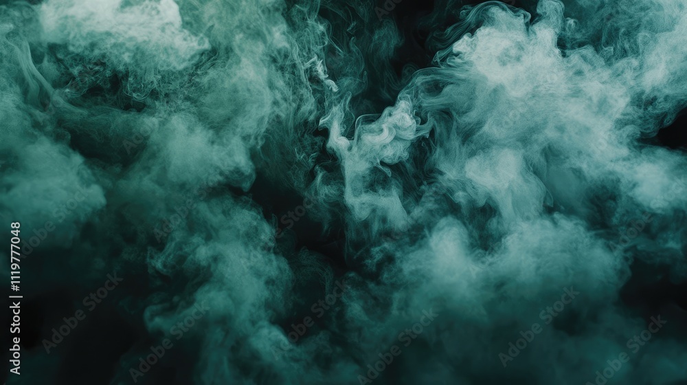Aufkleber mysterious green smoke swirling in darkness creating an atmospheric and abstract background visual f