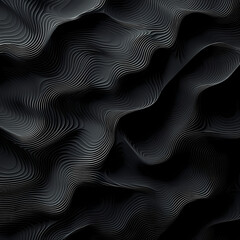 Naklejka premium An organic pattern of dark gray lines creates the illusion of a wavy hexagon on a black background. A complex and textured design adds depth to the black canvas.