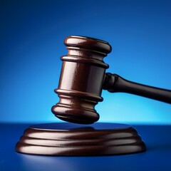 A Gavel and blue background