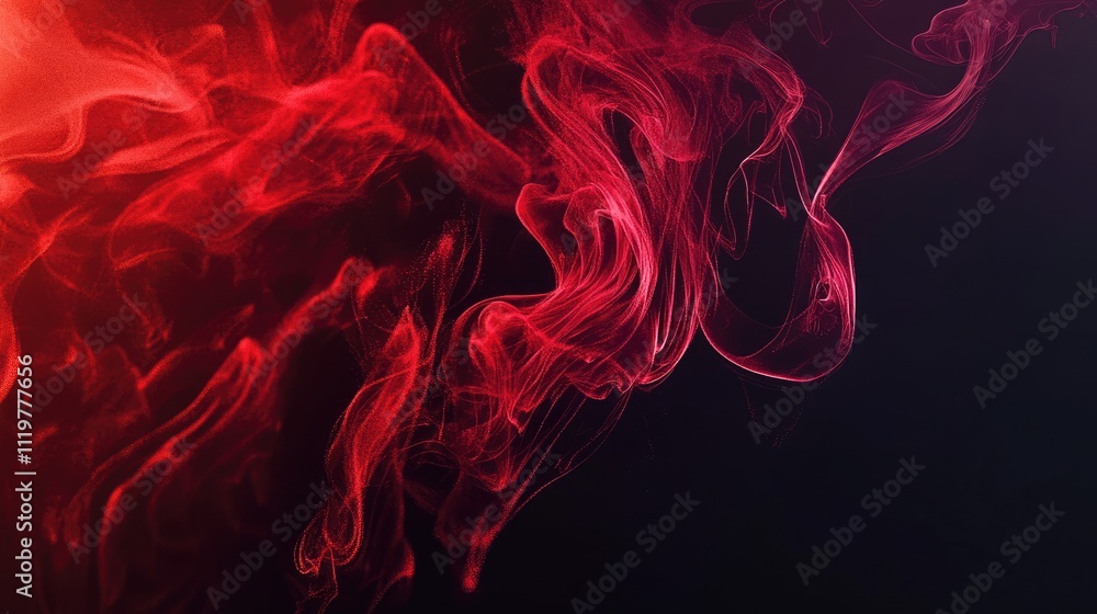 Aufkleber vibrant abstract red smoke swirls delicately against a dark background creating a mesmerizing visual