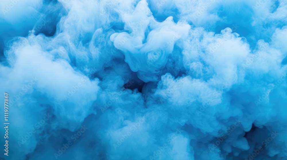 Poster blue smoke artfully swirling on a dark background creating an abstract and visually striking atmosph