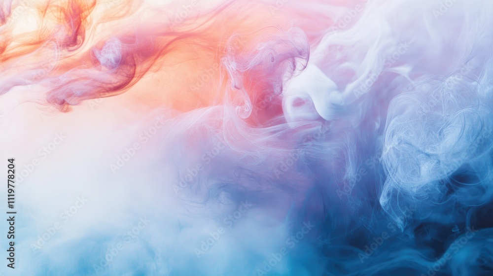 Poster colorful abstract smoke patterns blending together against a white background creating a vibrant and
