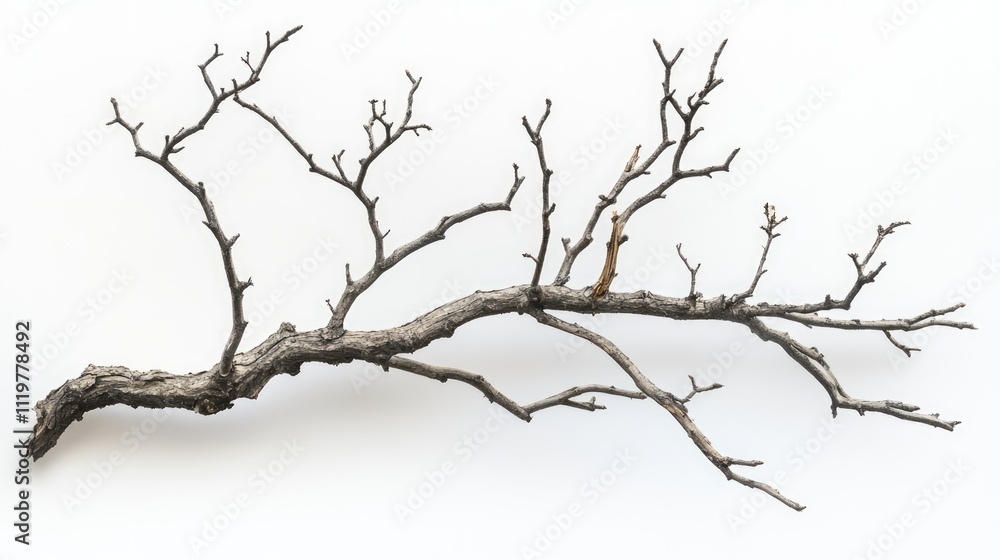 Poster aging dry twigs displayed against a white background showcasing intricate branching textures and sum