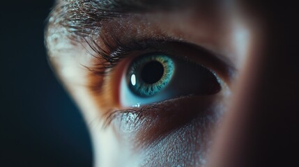 A detailed view of a person's eye with eyelashes and pupils © Alena