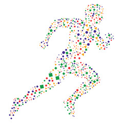 Side view of vector runner silhouette in geometric style