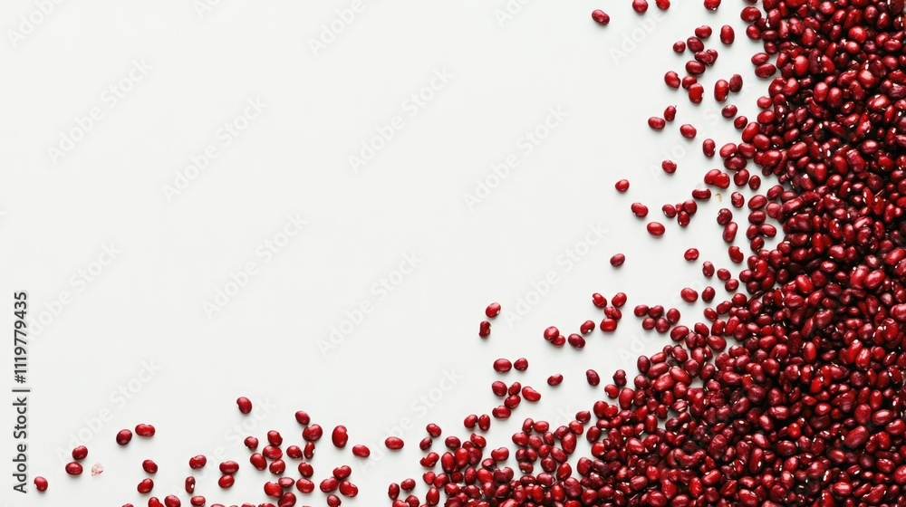 Aufkleber dried red beans scattered on a white background creating a natural frame for text or messages in foo