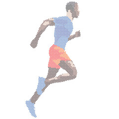 Side view of vector runner silhouette in geometric style