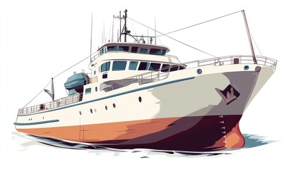 Naklejka premium merchant ship flat design front view import-export theme cartoon drawing colored pastel