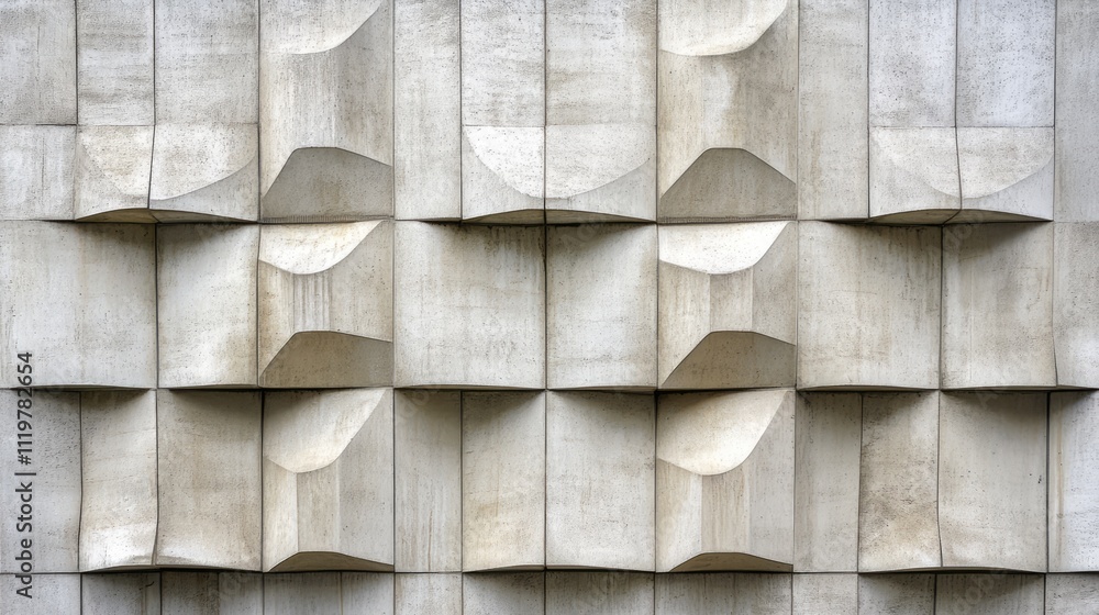 Poster modern residential building facade detail with textured geometric design and surface patterns in neu