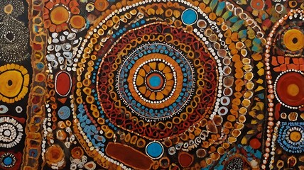 Abstract Colorful Mandala Inspired Artwork Featuring Circular Patterns