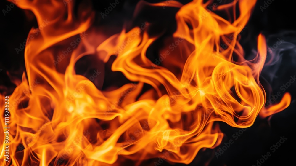 Poster dynamic flames dancing in a dark backdrop creating an intense fiery atmosphere for backgrounds or th