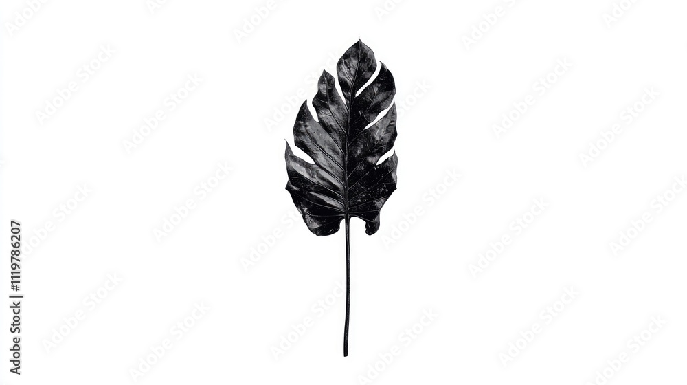 Poster dried monstera leaf isolated on white background showcasing unique texture and form for botanical an
