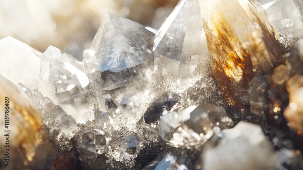 Poster detailed close-up of quartz and silica rocks showcasing intricate formations with a vibrant array of