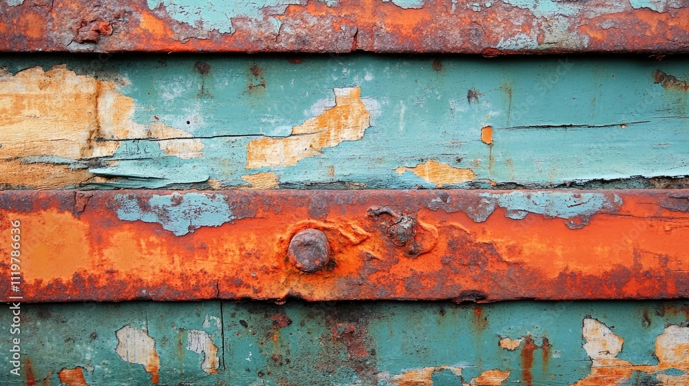 Poster aged weathered wood with vibrant rust stains creating a textured background for design and artistic 