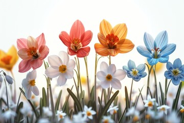 Fototapeta premium A bouquet of colorful wildflowers growing amidst lush green grass