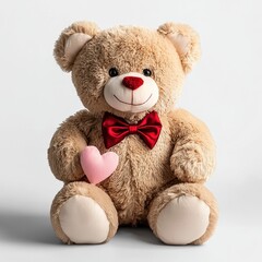 Fototapeta premium A teddy bear wearing a red bow tie and holding a pink heart