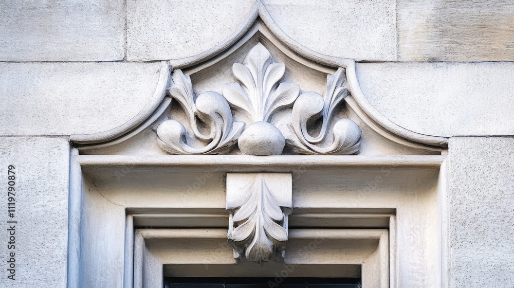 Poster elegant architectural detail of ornate stonework above modern window profile showcasing craftsmanshi