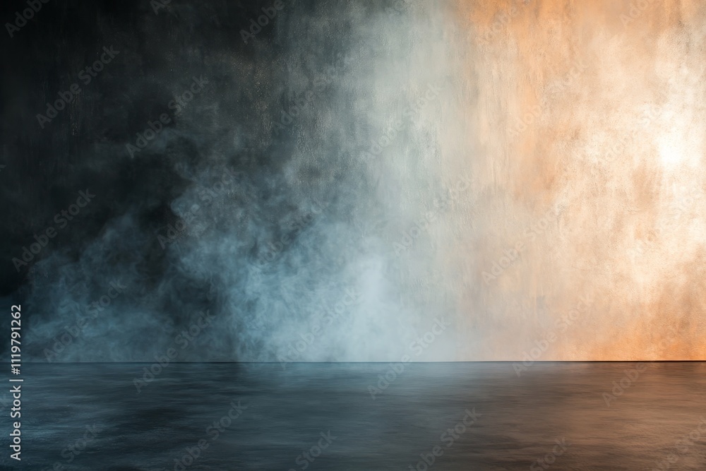 Poster abstract background with textured surfaces in gradient of dark to light shades and soft smoke effect