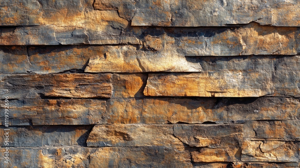 Poster textured weathered stone wall background with intricate patterns and warm earthy tones illuminated b
