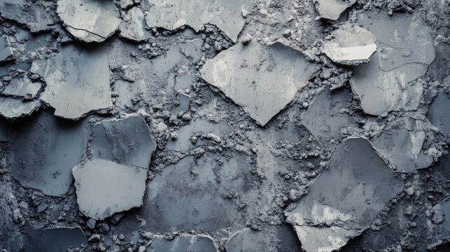 Crushed concrete debris from a demolished building showcasing textured layers and broken surfaces for construction and renovation themes