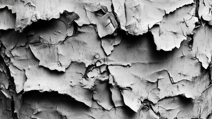 Obraz premium Textured close-up of stripped tree bark with intricate patterns and peeling layers in monochrome, showcasing natural beauty, organic detail, texture, nature, wood.
