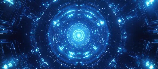 Obraz premium Abstract blue glowing energy tunnel.