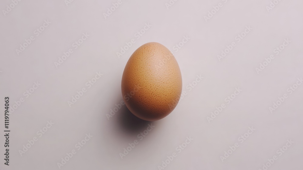 Poster brown egg on light textured background with soft shadows highlighting its smooth surface and natural