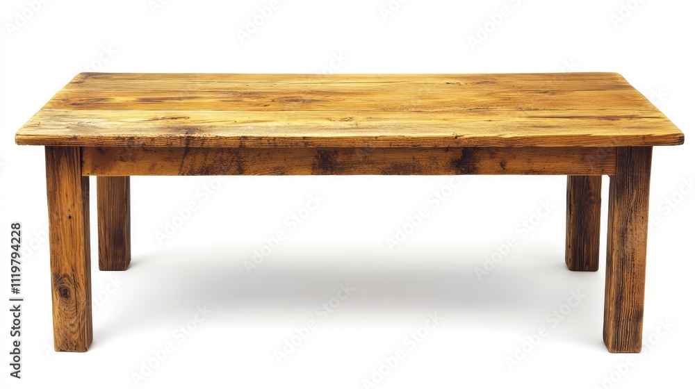 Poster rustic wooden table on white background perfect for product display and branding showcasing vintage 