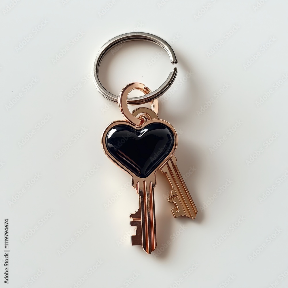 Poster a key with a heart on it is hanging from a key chain