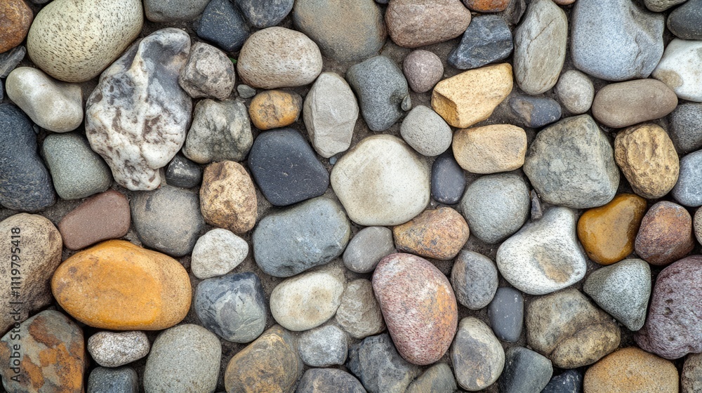 Poster colorful assortment of smooth cobblestones arranged tightly creating a natural textured background s