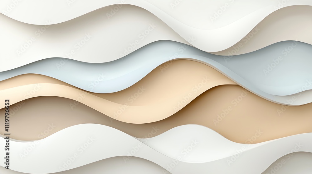 Poster abstract layered waves in soft colors representing elegance and modern design.
