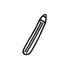 Pencil, rod made of squeaky material. Stationery. Doodle. Vector illustration. Hand drawn. Outline.