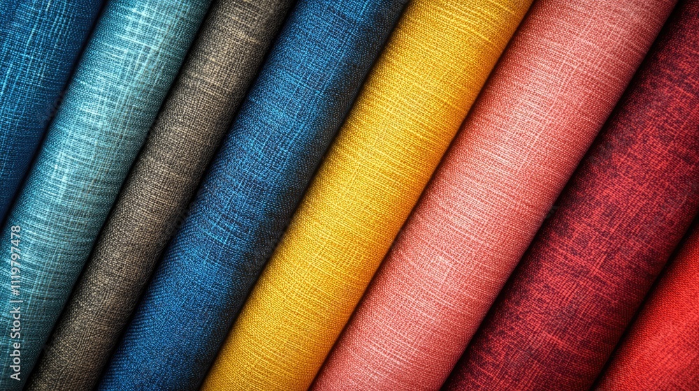Poster colorful fabric texture collection showcasing various textiles in vibrant hues for design and backgr