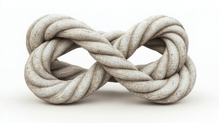 Obraz premium Decorative 3D rope infinity figure with detailed fibers and realistic shading, isolated on white