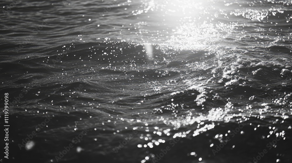 Poster abstract calm water surface texture with splashes and bubbles in desaturated gray tones reflecting s