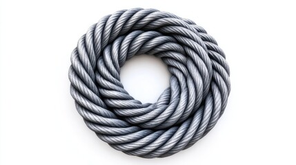 Decorative 3D rope spiral with a tightly woven pattern, forming a stylish element, isolated on white