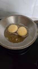 fried donut in a pan