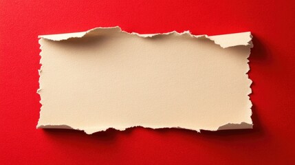 Torn paper on red background for financial statement concepts with copy space for messages and communication in business and finance.